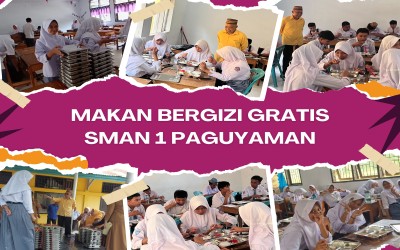 Makan Bergizi Gratis (MBG) di SMAN 1 Paguyaman di mulai hari ini.